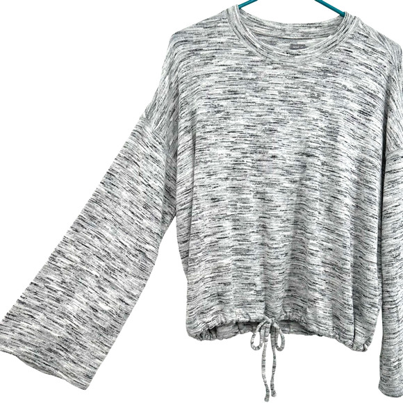 Aerie size Small heathered gray long sleeve sweater top shirt drawstring‎ waist - Picture 1 of 4